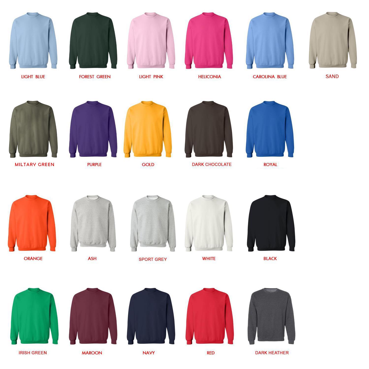 sweatshirt color chart - Boston Terrier Gifts