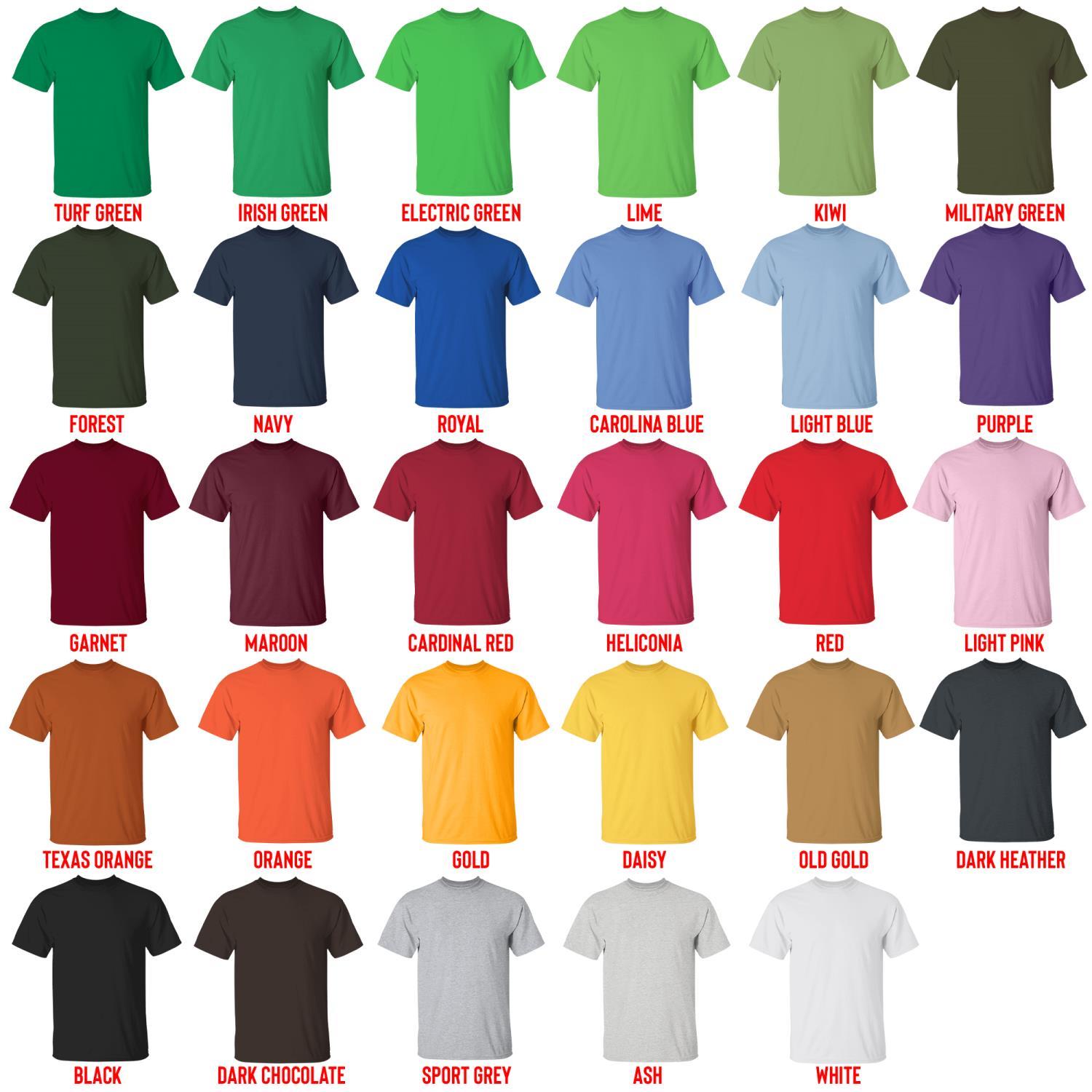 t shirt color chart - Boston Terrier Gifts