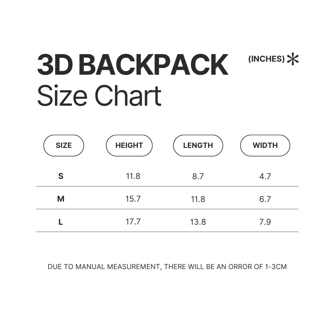 3D Backpack Size Chart - Boston Terrier Gifts