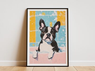 Boston Terrier Bathtub Animal Bathroom Lover Wall Art