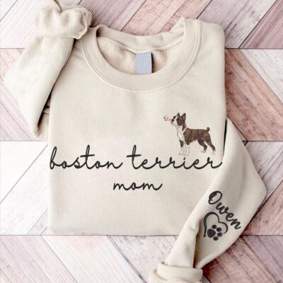 Boston Terrier Mom Embroidered Sweatshirt