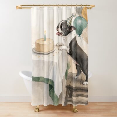 Boston Terrier Modern Artwork Shower Curtain