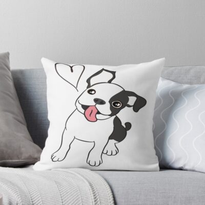 Boston Terrier Modern Illustration Throw Pillow