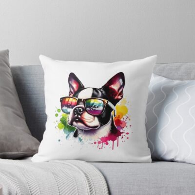 Boston Terrier Exclusive Artwork Throw Pillow